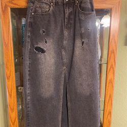 Ladies long denim skirt