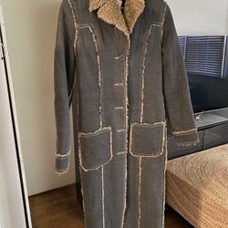 Vintage Long Denim Shag Coat 