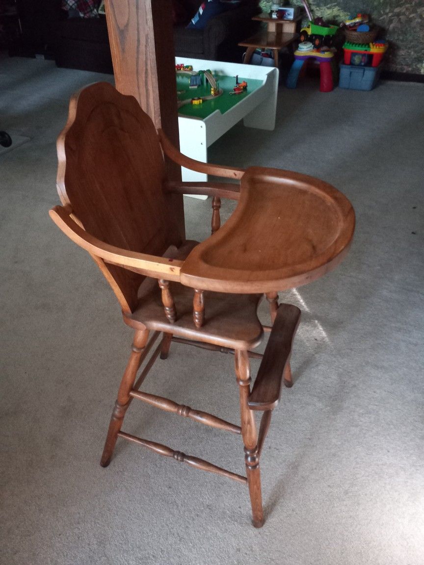 Beautiful Antique Hardwood Highchair