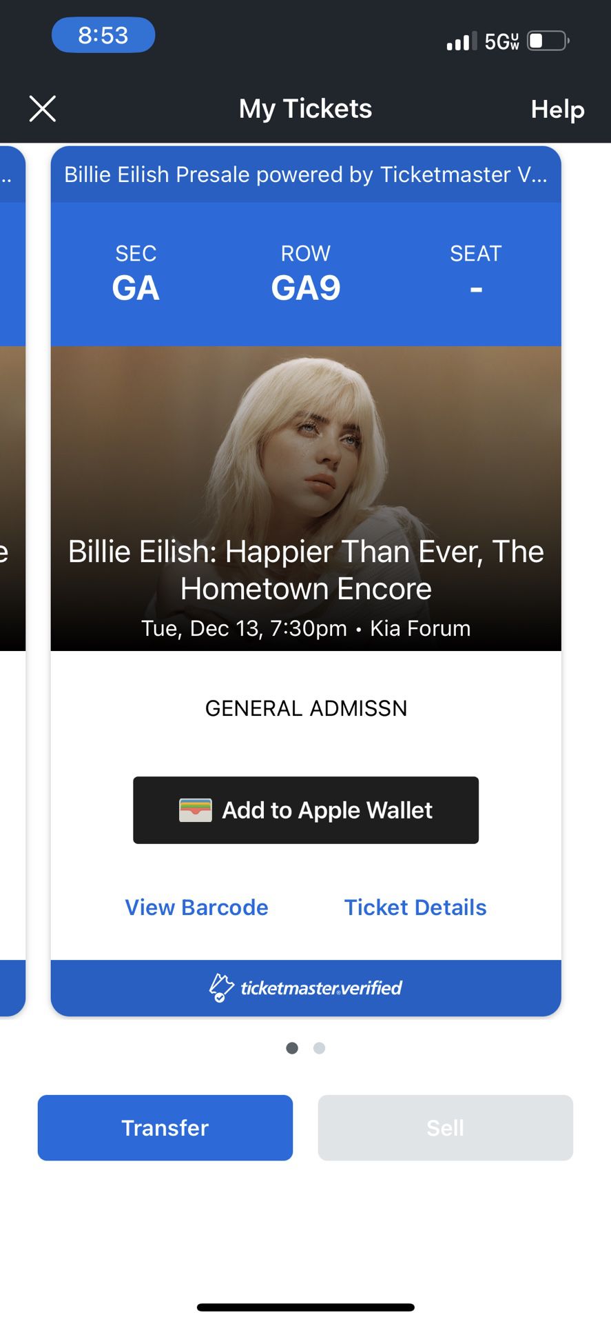 Billie Eilish Tickets GA All 3 Nights 