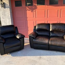 Leather Sofa And Recliner
