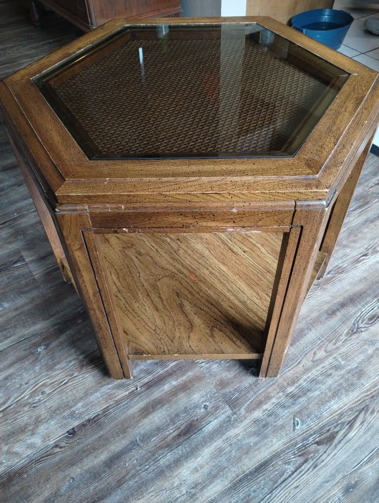 Glass Top Hexagon Table