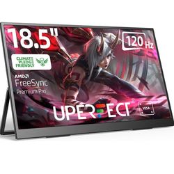 Portable screen 18.5 inch 120HZ 100% sRGB 1080P with VESA & Stand 180° Adjustable Ultra-Slim & Lightweight Frameless FHD FreeSync IPS HDR Gaming Displ