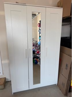 IKEA White 3-Door Wardrobe with Mirror