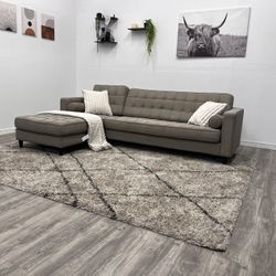 Gray Tufted Sectional Couch - Free Delivery 