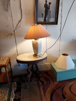 Marble top end table and optional lamp