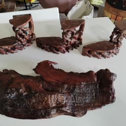 Hand carved wooden display stands
