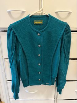 Vintage Womens Geiger Wool Austria 70s 80s Cardigan Coat Jacket Size 38