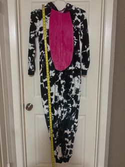 Cow Print Fleece Onesie with Hood