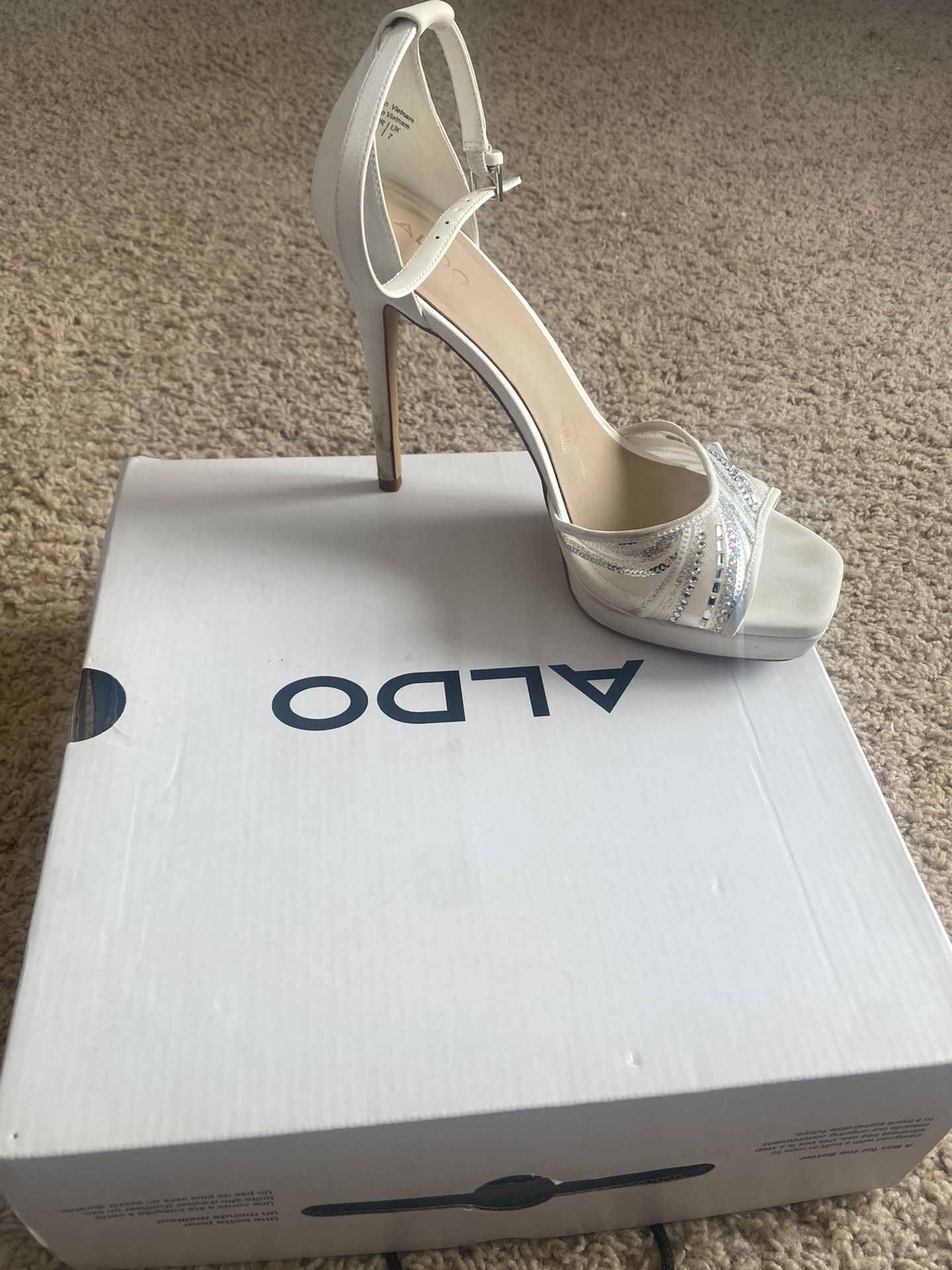 White Leather Aldo Heels