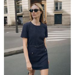 Zara Belted Textured Dress