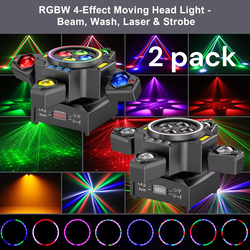 4in1 RGBW Moving Head Light Beam Effect Lights Laser Light Remote Control Stage Lighting  2 pack