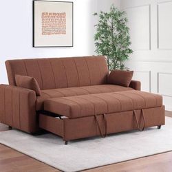 **SALE** New Modern Sleeper Sofa Bed in Beautiful Brown Copper Fabric
