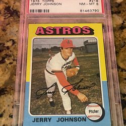 PSA 8 JERRY JOHNSON 1975 TOPPS BASEBALL CARD