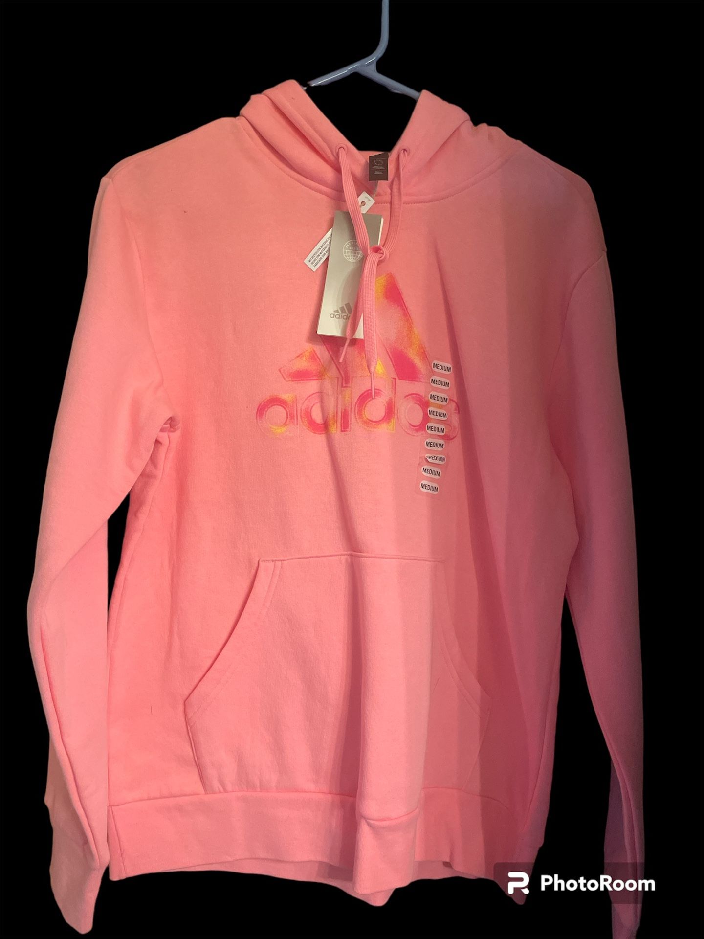 Adidas Badge of Sport Two-Tone Graphic Fleece Hoodie Bliss Pink Medium