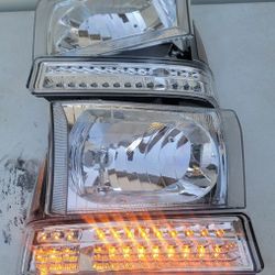 99-04 Ford F250-F550 00-04 Excursion LED Headlights Luces Micas Calaveras Faros Faroles