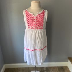 Girls Pink Embroidery Tank Dress