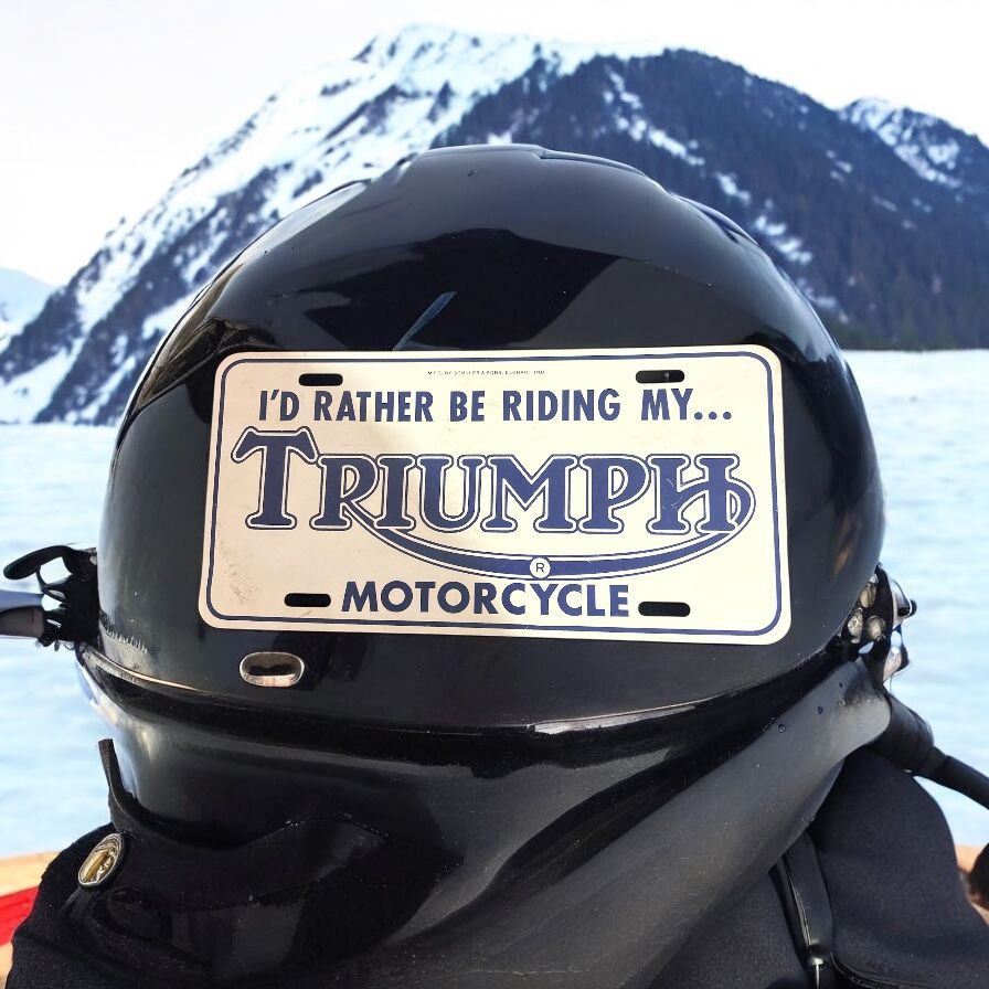 Novelty license plate for triumph motorcycle (helmet is not included)