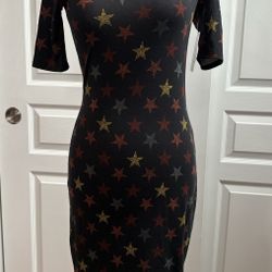 XXS LulaRoe Womens Julia Black Stars Dress 