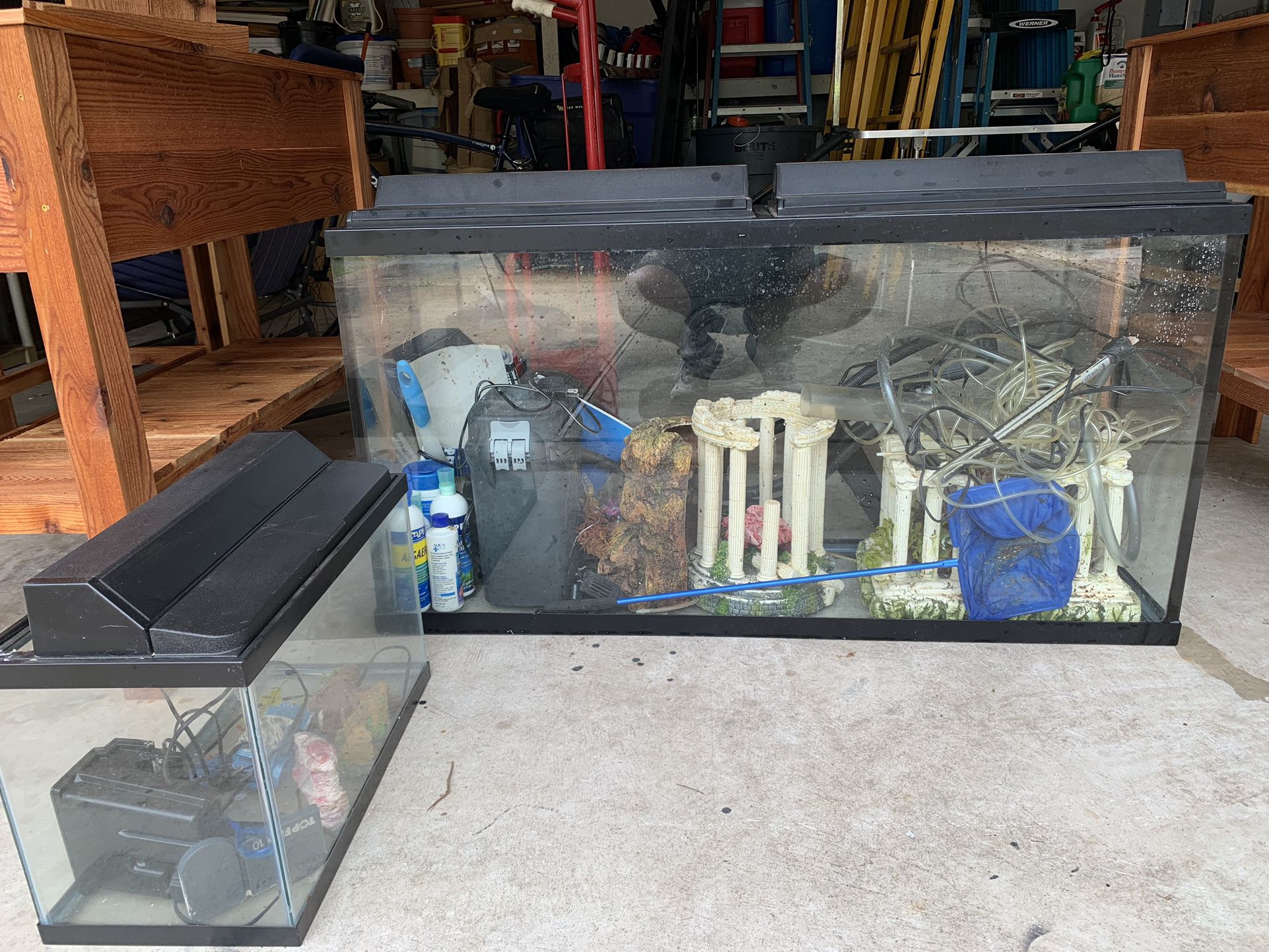 Two Fish Tanks With Accessories Pumps, Etc.