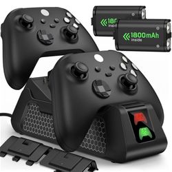 Charger Station for Xbox One Controller Rechargeable Battery Packs for Xbox, 2x1800mAh Rechargeable Batteries for Xbox Series X/S&Xbox One/S/X/Elite C