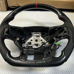 Carbon Fiber Flat Bottom Steering Wheel Fits 2015–2020 Ford F150 Raptor Red Stripe Sport