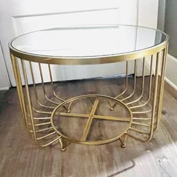 Mirrored And Brass Side Table 