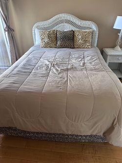 White Wicker bed with Headboard