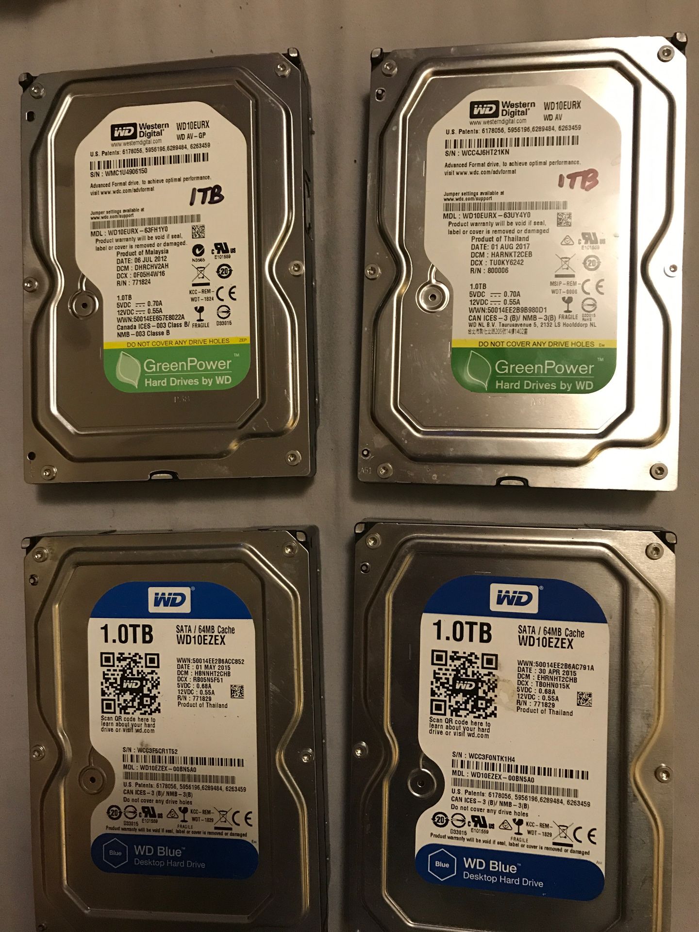 Western Digital & Seagate 1TB SATA Hard Drives