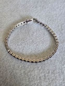 Silver Plated Black Cubic Zirconia Tennis Bracelet