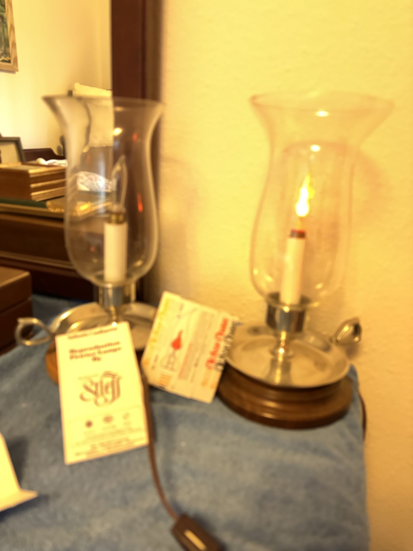 Pewter Stieglitz Hurricane Lamps (2)