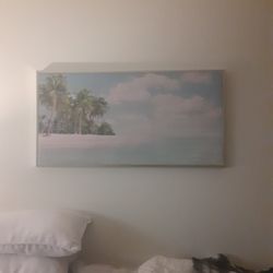 Beautiful Coastal  Canvas, the frame is Silver wood dimentions 41cm long ×21 cm high  its a  Wall art😍