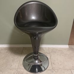 Modern Adjustable Swivel Bar Stool – Metallic Black