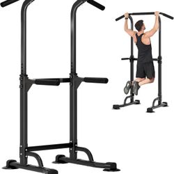 DlandHome Power Tower Dip Station Pull Up Bar for Home Gym Pull Up Bar Station Workout Equipment, Strength Training Fitness