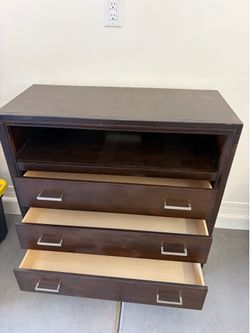 Three drawer wood chest