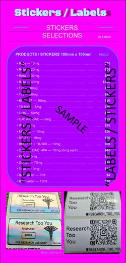 "Reta, BPC, GHK", Stickers and Labels only, alot of sizes