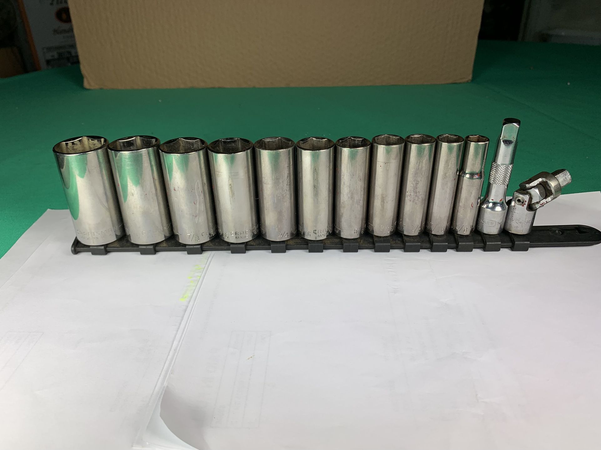 13 Craftsman 6pt Deepwell Sockets 3/8” Drive, Flex & Extension Mechanic Tools