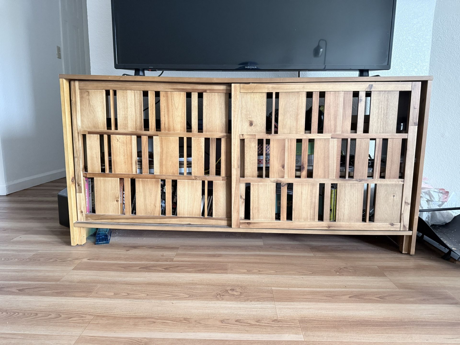 Wooden Sliding Door Media Console