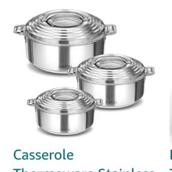 Milton Stainless Steel Casserole - Set Of 3