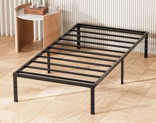 Twin Size Bed Frame, 14 Inch Sturdy Metal Bed Frame with Under-Bed Storage Space, Noise-Free, Non-Slip, No Box Spring Needed