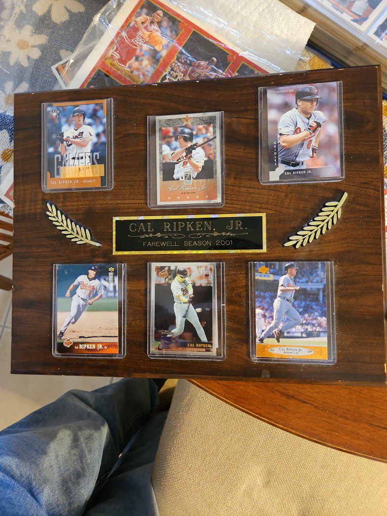 Cal Ripken 2001 Farewell Wall Plaque With Six Great Cards ,I Can't Find Another Like It Anywhere A Few Scrathes On Wood But Easy Fix Cards Raw Not Gra