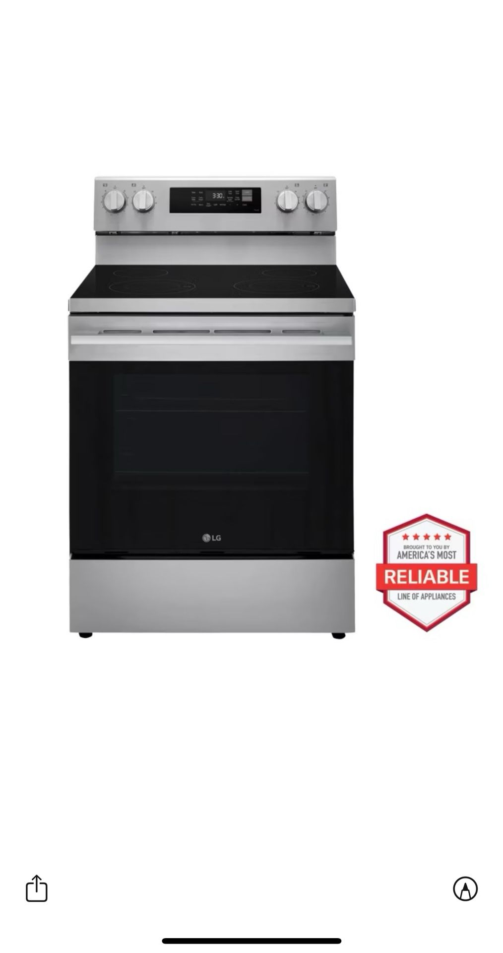 6.3 cu. ft. Smart Wi-Fi Enabled Electric Range with Air Fry & EasyClean® LREN6321YE