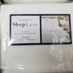 New Charter Club Sleep Luxe  Flannel Duvet Cover Full/Queen White Portugal 