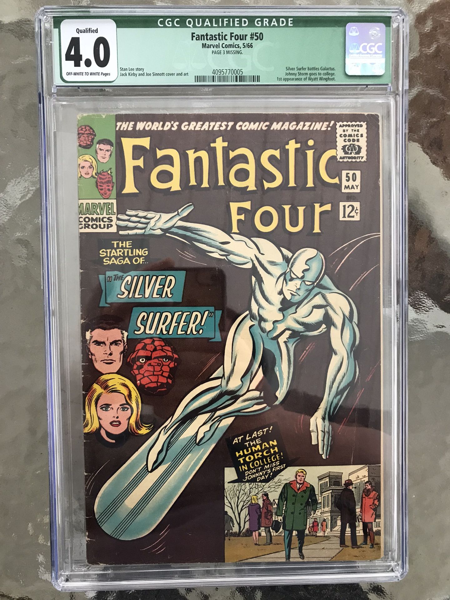 Fantastic Four #50 (1966) CGC 4.0 — O/w to White Pages; Conc. Galactus Story; Qualified