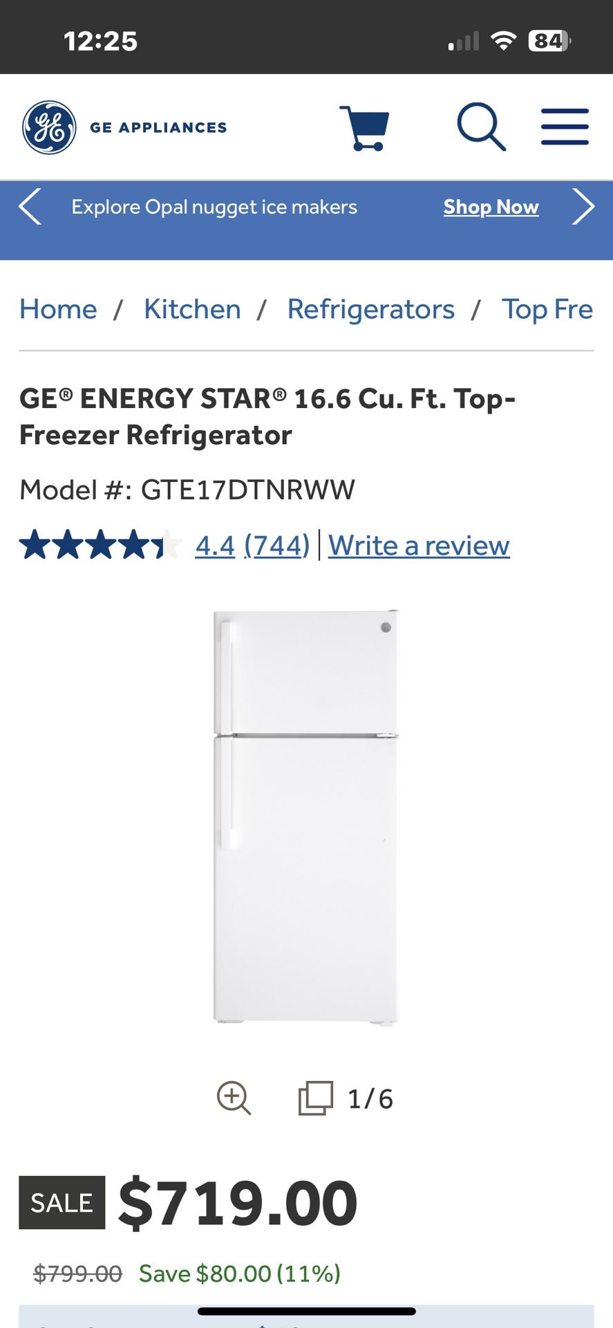 Like new GE 16.6 Cu. Ft. Top-Freezer Refrigerator