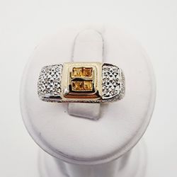 18k Gold Diamond & Citrine Ring