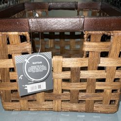 Bin/crate - Wooden Rattan (2x)