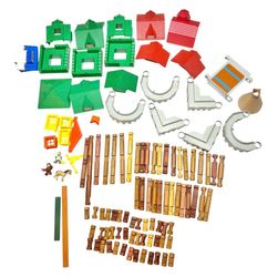 Lincoln Logs Building Set Town Square Wooden Logs Roofs Accessories 108 Pcs Lot