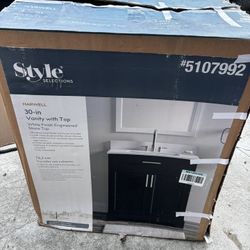 Style Selections Potter 30-in Navy Blue Single Sink Bathroom Vanity