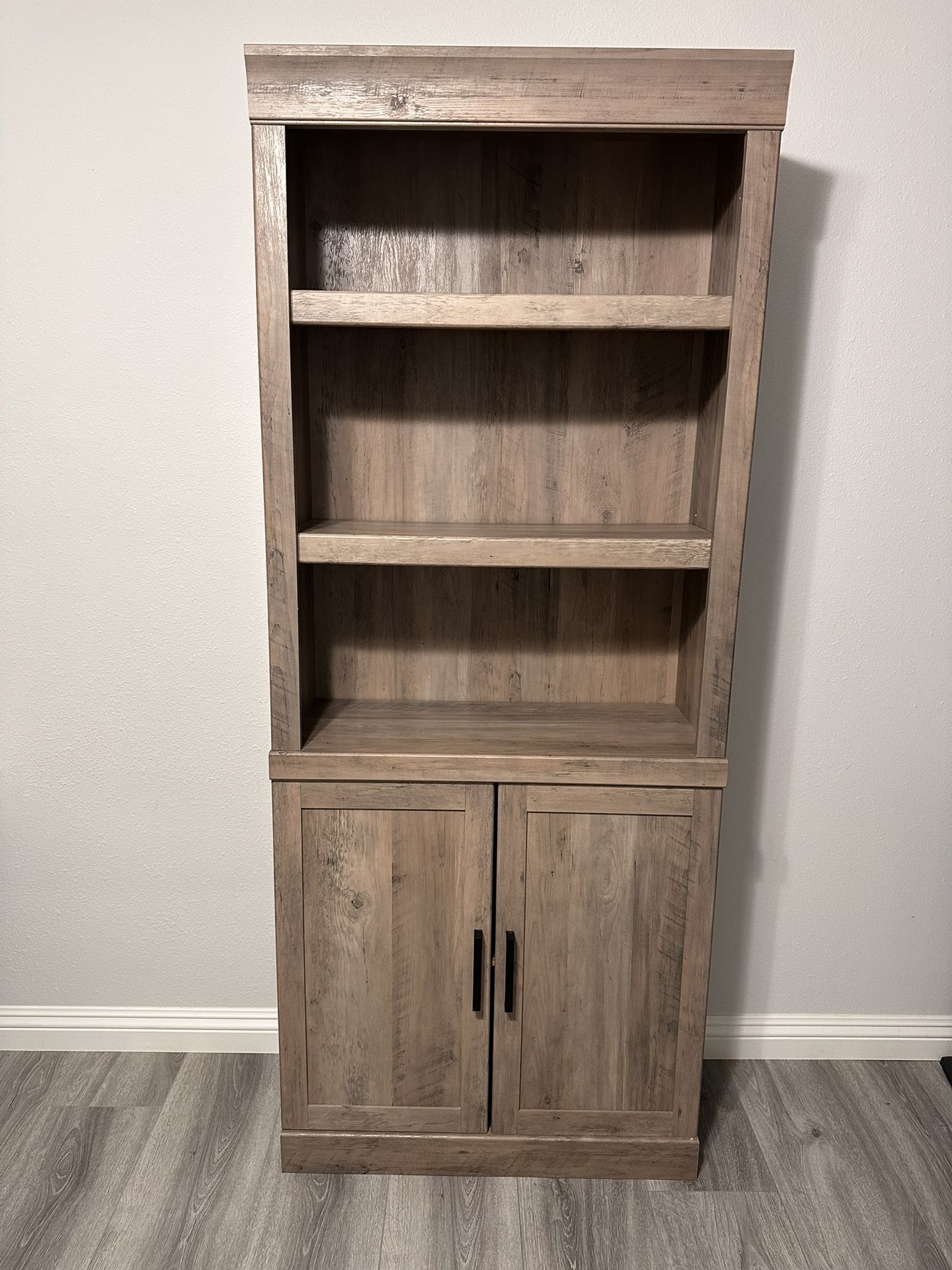 Better Homes & Gardens Glendale 5 Shelf Bookcase with Doors, Rustic Gray Finish